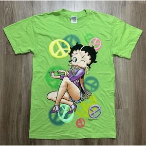 Vintage Hippie Peace‎ Sign Betty Boop T Shirt Size S